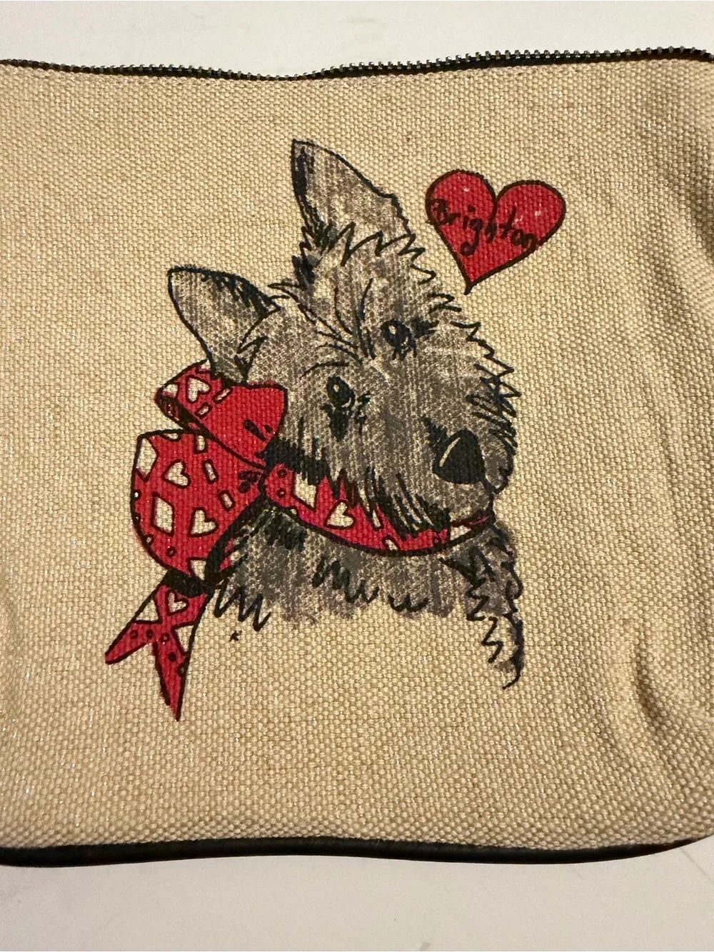 Brighton Wristlet Bag with Red Dog Illustration